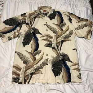 Hilo Hattie Hawaiian Shirt Large Silk Button Front Hawaii